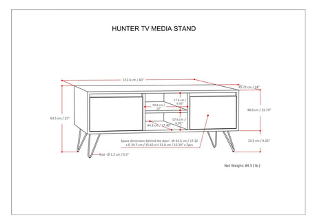 Hunter 60 inch Wide Solid Mango Wood TV Stand in Natural For TVs up to 65 inches - sold by Home Elegance USA