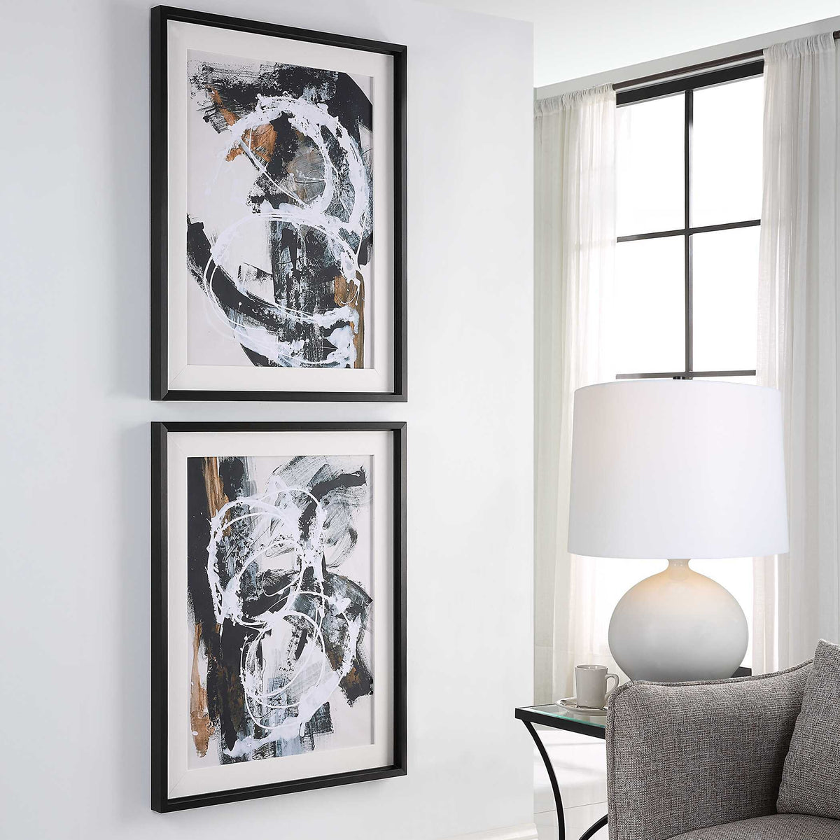 Winterland Abstract Prints (Set of 2) - Black by Uttermost - View 3