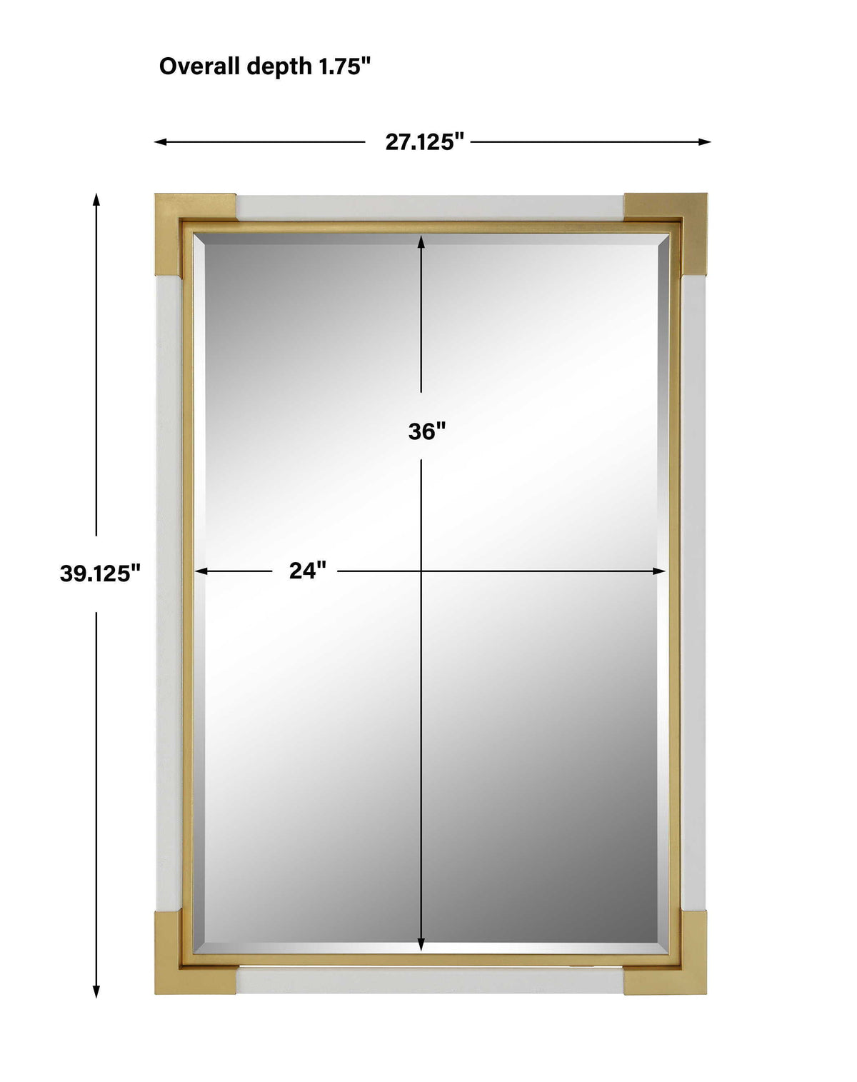 Malik White & Gold Mirror - White / Black by Uttermost - View 7
