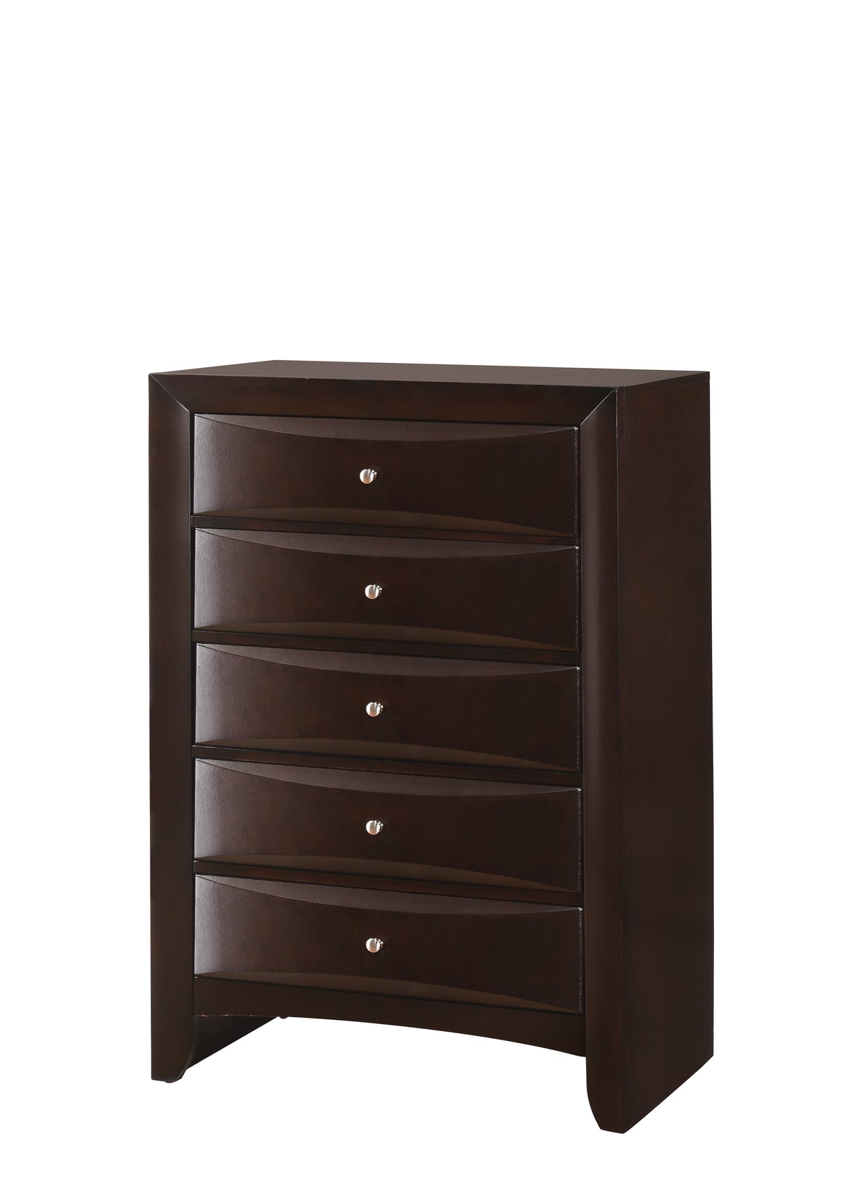 1Pc Contemporary 5 Drawer Chest Brown Finish Solid Wood Wooden Bedroom Furniture