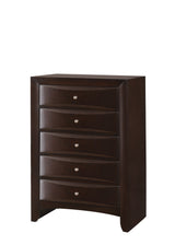 1Pc Contemporary 5 Drawer Chest Brown Finish Solid Wood Wooden Bedroom Furniture