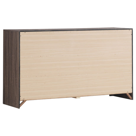 Geary Oak 5-piece Slatted Headboard Panel Bedroom Set - sold by Home Elegance USA