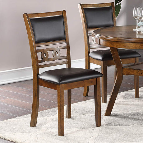 Contemporary Dining 5pc Set Round Table w 4x Side Chairs Walnut Finish Rubberwood Unique Design - sold by Home Elegance USA