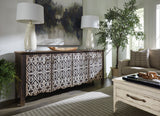 Americana Entertainment Credenza - Dark Brown / White by Hooker Furniture - View 2