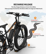 AOSTIRMOTOR S07 - B 26" 750W Electric Bike Fat Tire P7 48V 12.5AH Removable Lithium Battery for Adults with Detachable Rear Rack Fender(Black) - 20211221S07B - Home Elegance USA - 2