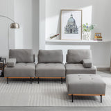 100.7'' L - Shape Sectional Sofa 3 - Seater Couches with a Removable Ottoman, Comfortable Fabric for Living Room, Apartment, Grey - SG001210AAE - image - 25