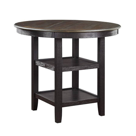 Transitional Style Gray Finish 5pc Counter Height Dining Table Set 1x Table 4x Chairs Round Table Open Shelves Padded Seat And Back - sold by Home Elegance USA