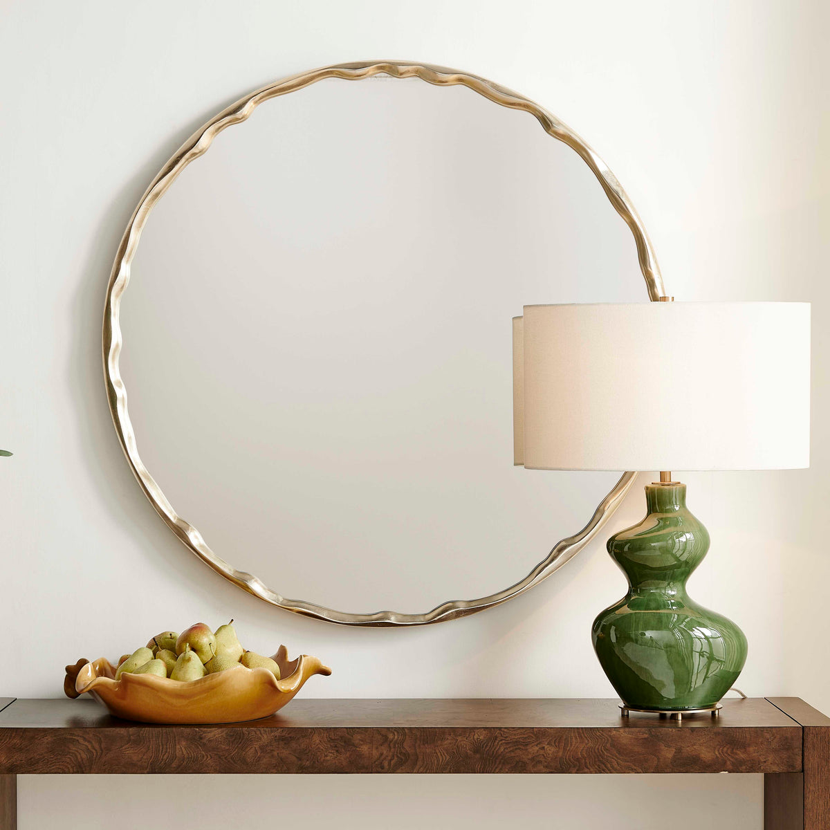 Crinkle Round Mirror Brass - Gold by Uttermost - View 2