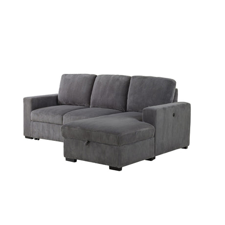 Melody Contemporary Sectional Sofa with Pullout in Grey Fabric - sold by Home Elegance USA