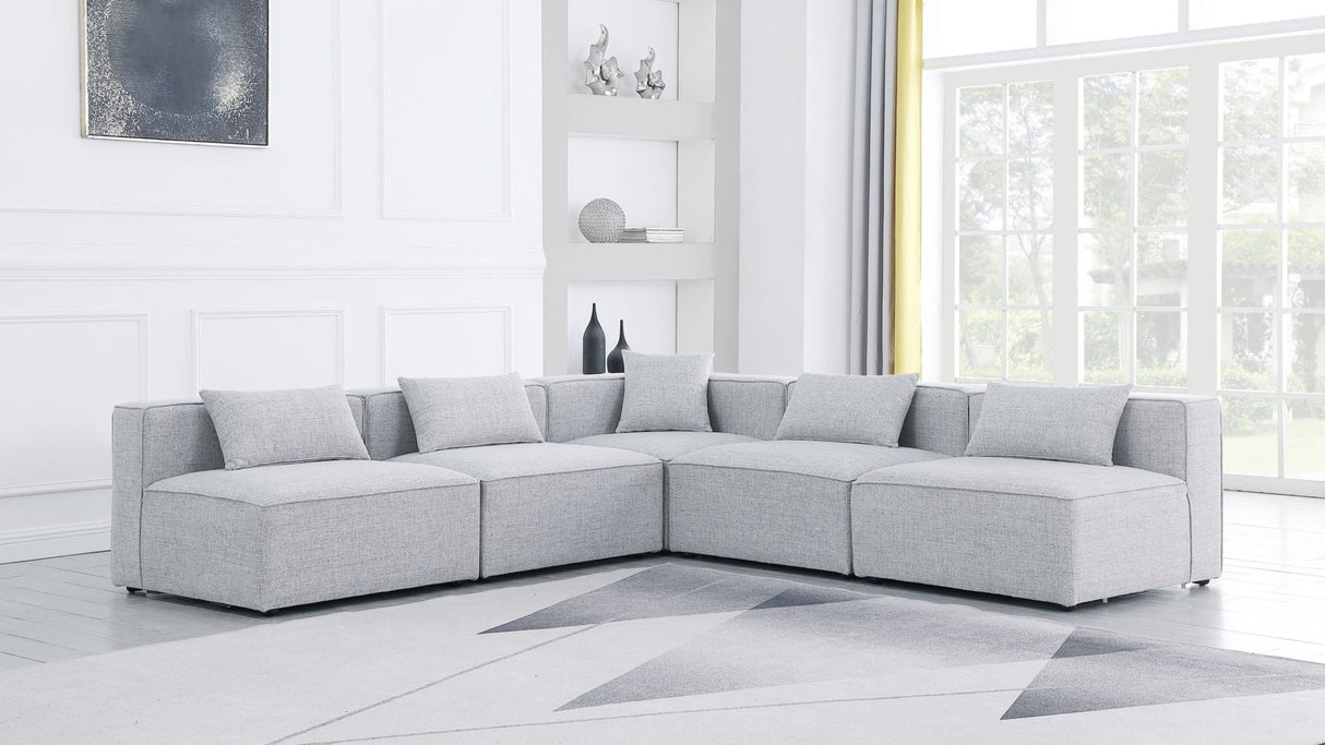 Cube - Modular Sectional 5 Piece - Gray - Fabric - Modern & Contemporary - 630Grey - Sec5B - Home Elegance USA - 2