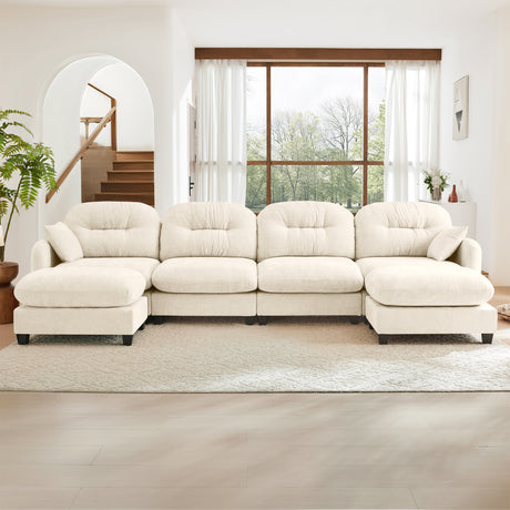 Modular Sectional U Shaped Couch With Ottoman,Soft Chenille Fabric  Tufted Cushion Backrest Design,High-Density Foam Ergonomic design,Elegant Armrests,Easy Install Fits Bedrooms Living Rooms,Beige - sold by Home Elegance USA