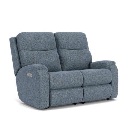 Penn Transitional Fabric Power Reclining Loveseat With Power Headrests & Lumbar | Flexsteel