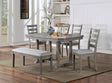 Dining Table 4x Side Chairs Bench 6pcs Dining Set Grey Finish Dining Room Furniture Fabric Seat Rustic Style - sold by Home Elegance USA