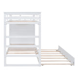 Twin Over Twin Bunk Bed with Trundle and Staircase,White(OLD SKU:LT000068AAK) - Home Elegance USA