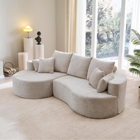 106 in. 2 - Piece Fabric Cloud Curved Sectional Chenille Sofa with Chaise For Living Room Bedroom Apartment -Silver Lining - sold by Home Elegance USA