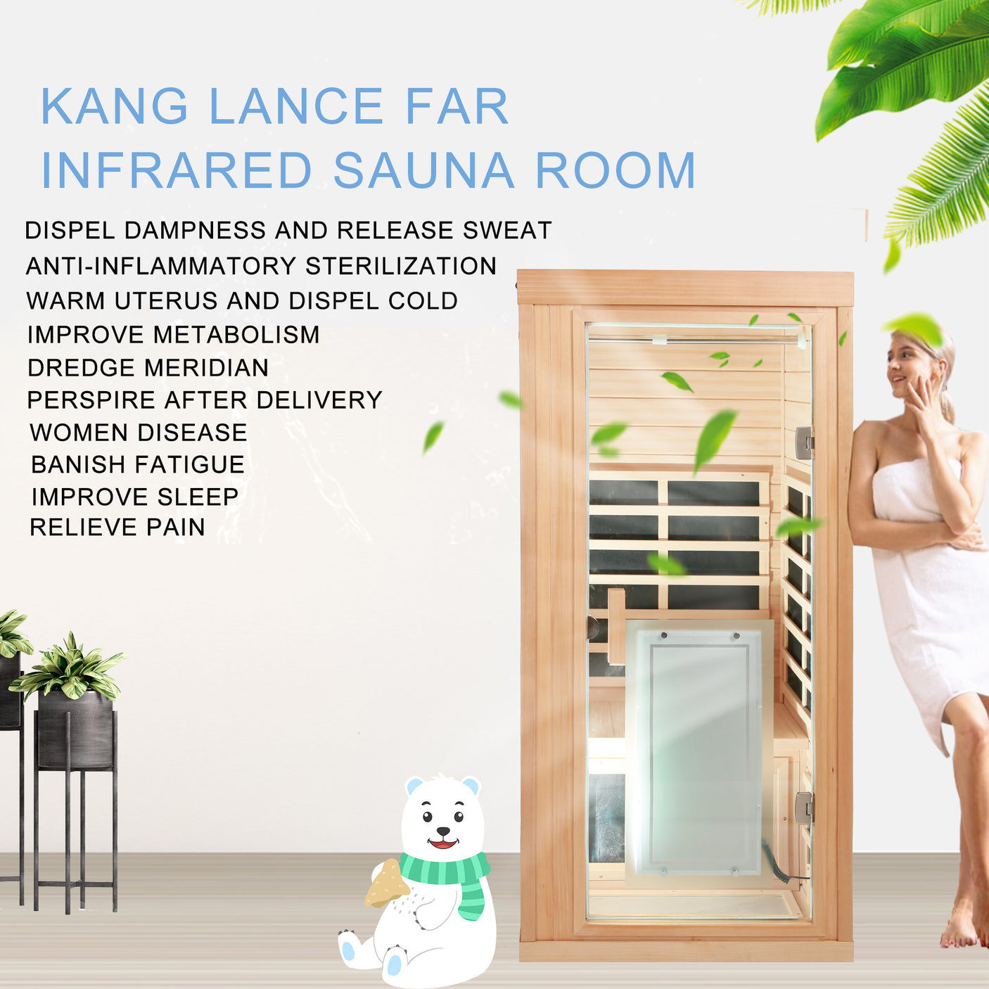 One-person sauna room front wall (W632S00002) - Home Elegance USA