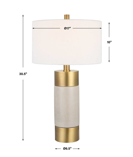 Adelia Ivory & Brass Table Lamp - Yellow by Uttermost - View 8