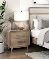 Modern Elegant Design Nightstand of 2x Storage Drawers Curved Corners Natural Finish Wooden Bedroom Furniture 1pc