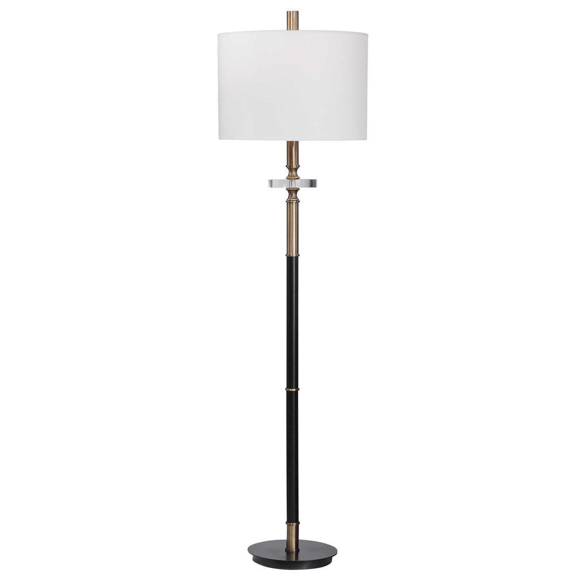 Maud Floor Lamp Aged Black - Black / White by Uttermost - View 1