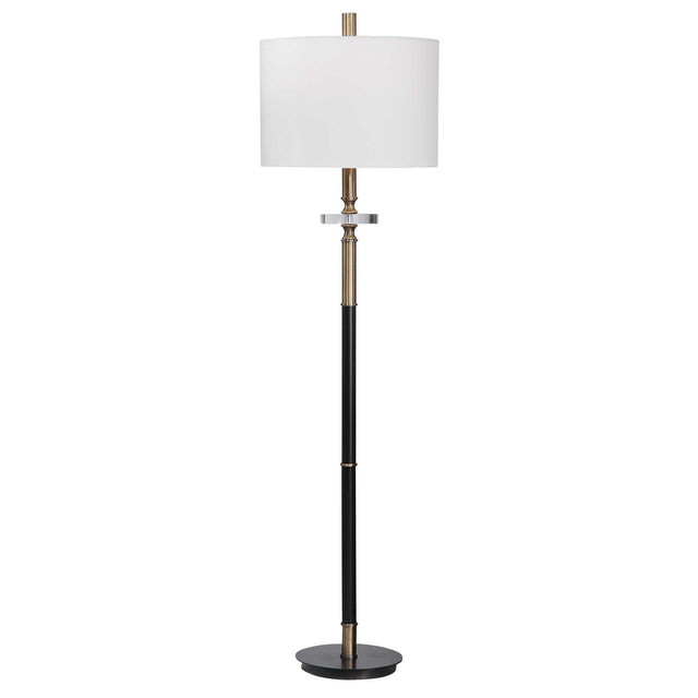 Maud Floor Lamp Aged Black - Black / White by Uttermost - View 1