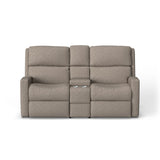 Catalina Transitional Leather Power Reclining Loveseat With Console & Power Headrests | Flexsteel