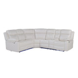 Modern Blanche White Right Arm Facing Sectional Sofa with Recline and Storage in Faux Leather
