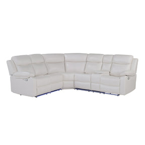 Modern Blanche White Right Arm Facing Sectional Sofa with Recline and Storage in Faux Leather - sold by Home Elegance USA