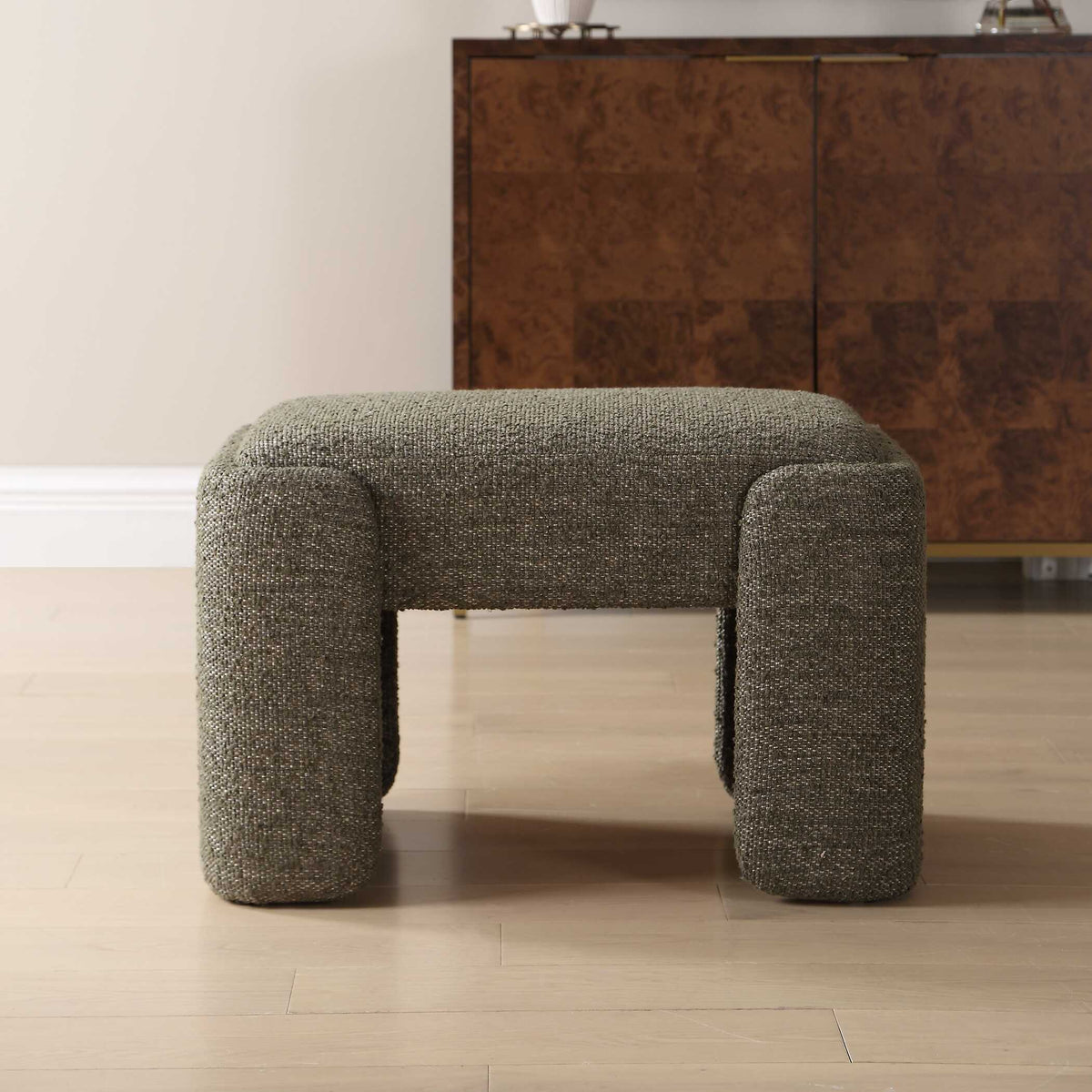 Angus Boucle Small Bench - Dark Green by Uttermost - View 2