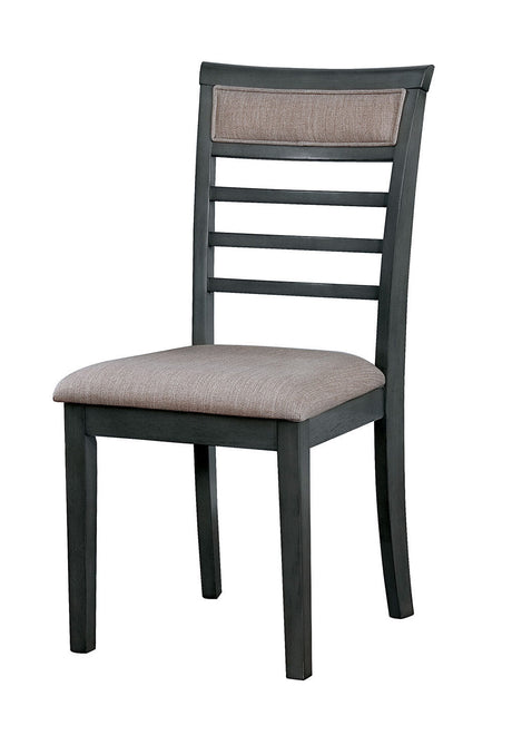 5 Pc Dining Table Set Weathered Gray Dining Chairs & Table Solid wood Beige Padded Fabric Cushions Slat Back Chair Dining Room Furniture - sold by Home Elegance USA