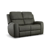 Linden Power Reclining Loveseat With Power Headrests & Lumbar - Charcoal | Flexsteel