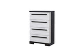 1pc Contemporary 4-Drawer Chest Chalk White and Black Finish Wooden Bedroom Furniture