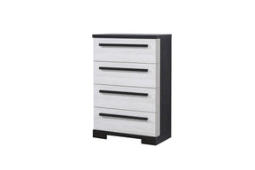 1pc Contemporary 4-Drawer Chest Chalk White and Black Finish Wooden Bedroom Furniture
