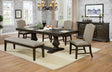 Contemporary Warm Gray Espresso 6pc Set Solidwood Dining Room Furniture Table w Leaf  4x Side Chairs Bench