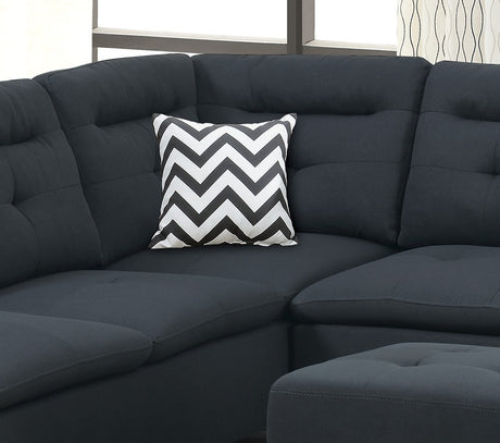 Living Room Furniture Black Cushion Sectional w Ottoman Linen Like Fabric Sofa Chaise - sold by Home Elegance USA