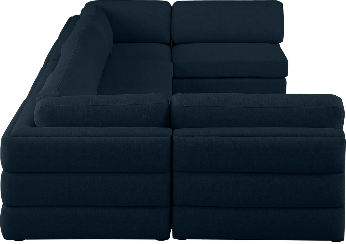 Beckham - Modular Sectional 6 Piece - Navy - Fabric | Home Elegance USA