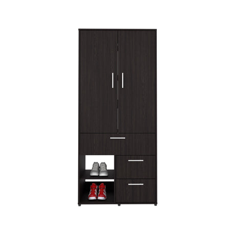 Armoire 70.90' H, 2 Doors, 3 Drawers, 2 Shelves, 6 Legs, Black Wengue - Bedroom - sold by Home Elegance USA