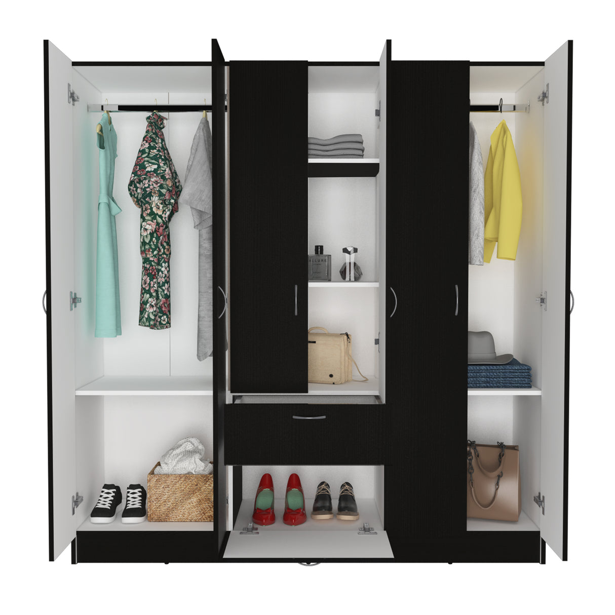 Guajira Six Door Armoire, Three Cabinets , Hidden Drawer Shoes - sold by Home Elegance USA
