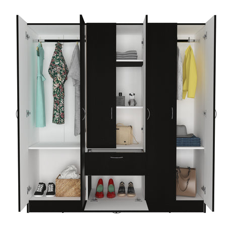 Guajira Six Door Armoire, Three Cabinets , Hidden Drawer Shoes - sold by Home Elegance USA