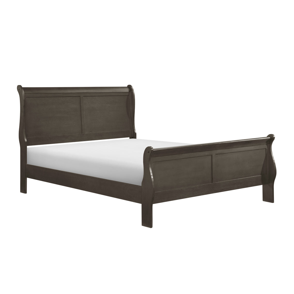 1pc Gray Finish Full Size Bed Traditional Louis Philippe Style Wooden Bedroom Furniture