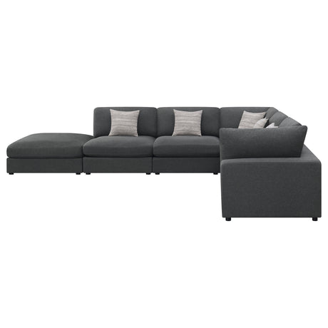 Rhette Charcoal 6-piece Upholstered Sectional with Reversible Cushions - sold by Home Elegance USA