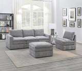 Contemporary 5pc Set Modular Sectional Set 2x One Arm Chair / Wedge 2x Armless Chair 1x Ottoman Granite Color Morgan Fabric Plush Living Room Furniture