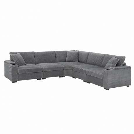 106' Convertible L Shaped Sectional Sofa,Corduroy Corner Couch with Armrest Storage,Cup Holders,USB Charger,Irregular Corner,Oversized Comfy Modular Sofa for Living Room,Apartment,2 Colors - sold by Home Elegance USA