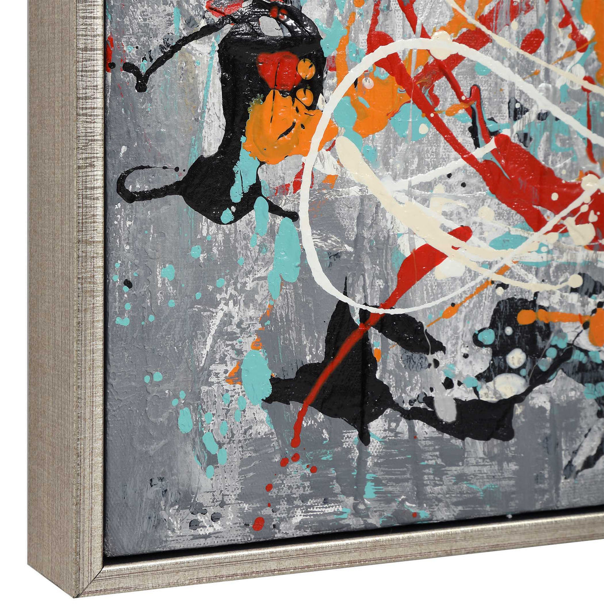 Organized Chaos Hand Painted Canvas - Light Gray / Blue by Uttermost - View 6