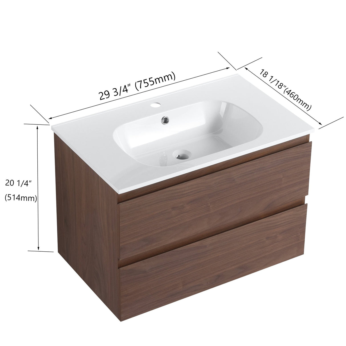 30" Bathroom Vanity With Gel Basin Top(G - BVB01930BNO) - W99981585 - image - 15