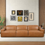 Urbana Triple PWR Recliner Sofa - Tan Leather