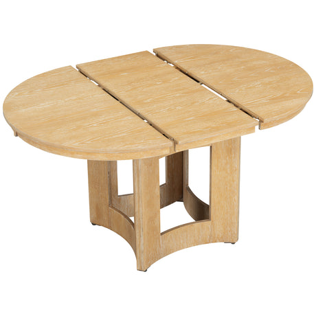 TOPMAX Farmhouse Extendable Round Dining Table Set for 4, 5-Piece Kitchen Table Set with 4 Upholstered Chairs and 16inch Removable Leaf for Small Places, Natural+Beige - sold by Home Elegance USA