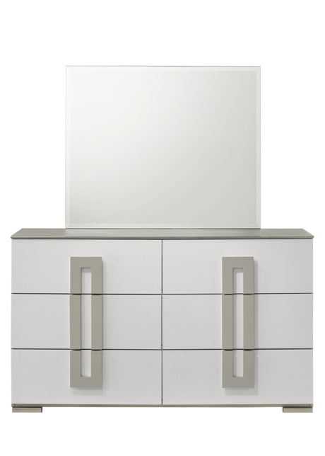 Olivia Contemporary Style 5 Pc Full Bedroom Set with LED Headboard Made with Wood in White (CA Inventory) - sold by Home Elegance USA