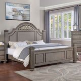 California King Size Panel Bed 1pc Contemporary Style Gray Bedroom Furniture Formal Floral Design in Headboard