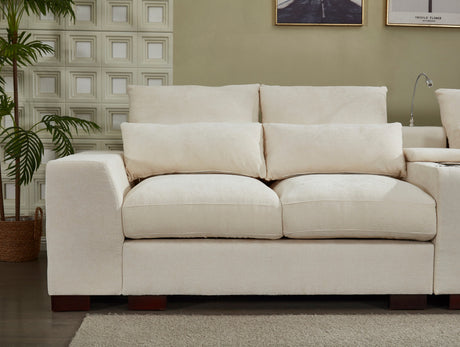 Modern Sectional Sofa Couch with Console,USB Charging Port,Reading Light,Cup Holder, Beige - sold by Home Elegance USA