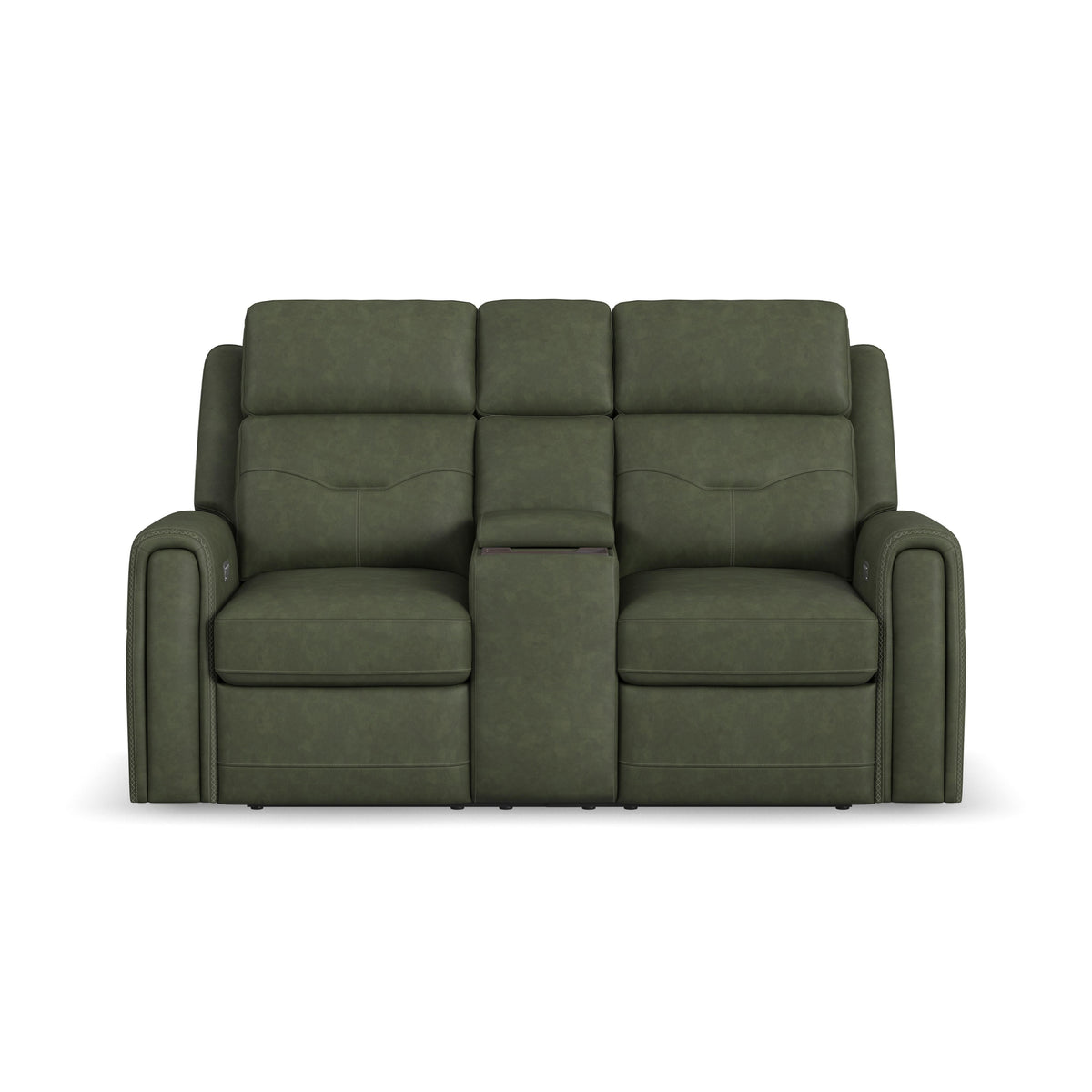 Felix Power Reclining Loveseat With Console, Power Headrest, Lumbar, Heat & Massage - Forest Green | Flexsteel